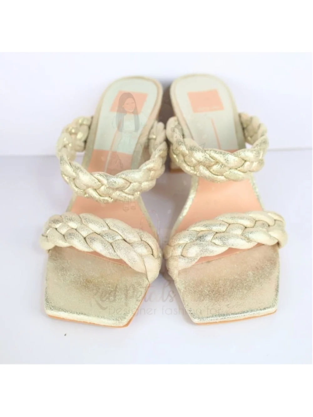 Dolce Vita Paily Stella Braided Heeled Sandals Metallic Light Gold Size 10- 0282